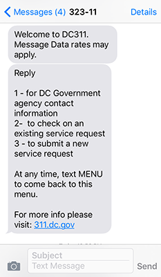 Text to DC311 Screenshot
