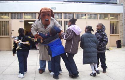 Students with McGruff the Crime Dog